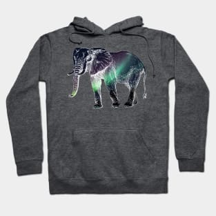 Aurora Borealis African Elephant Silhouette Hoodie